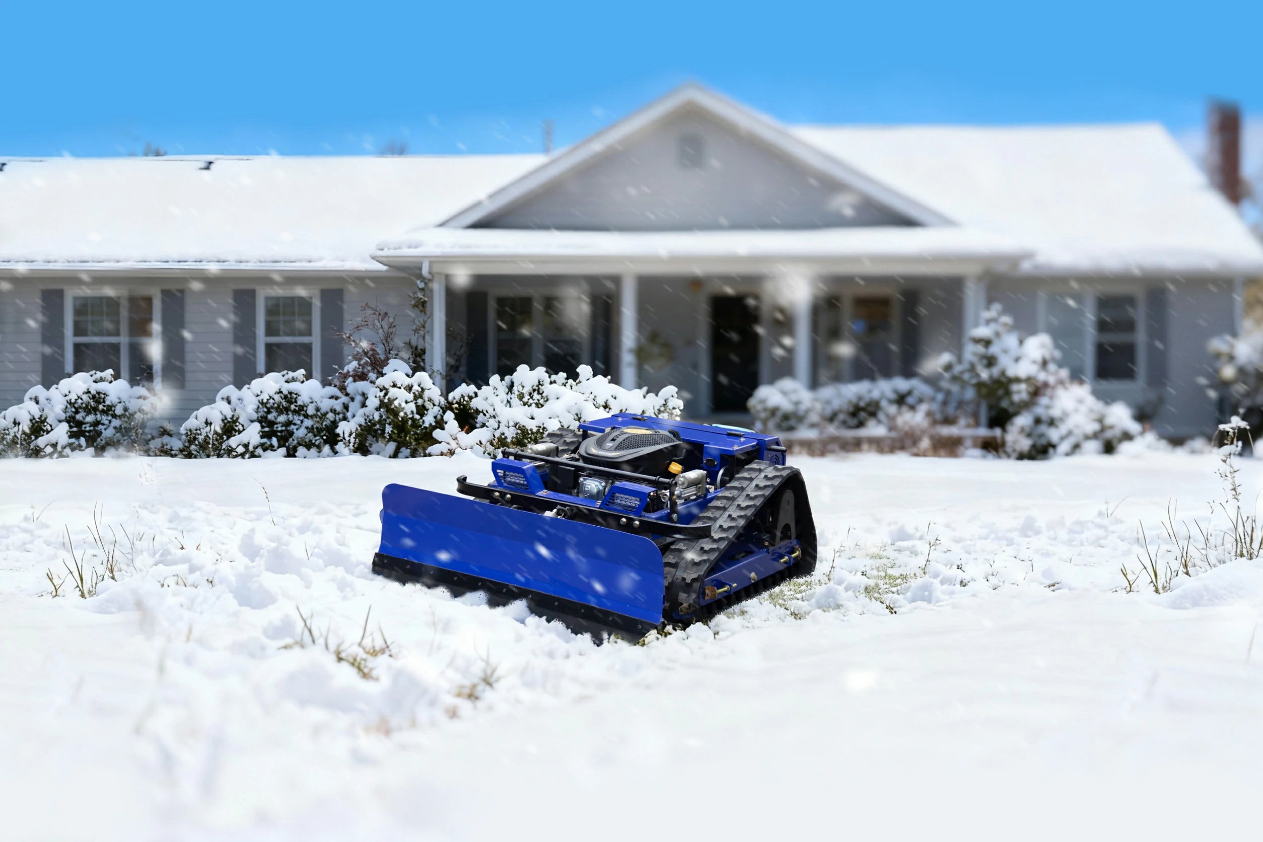 R55V remote control lawnmower in winter scenes