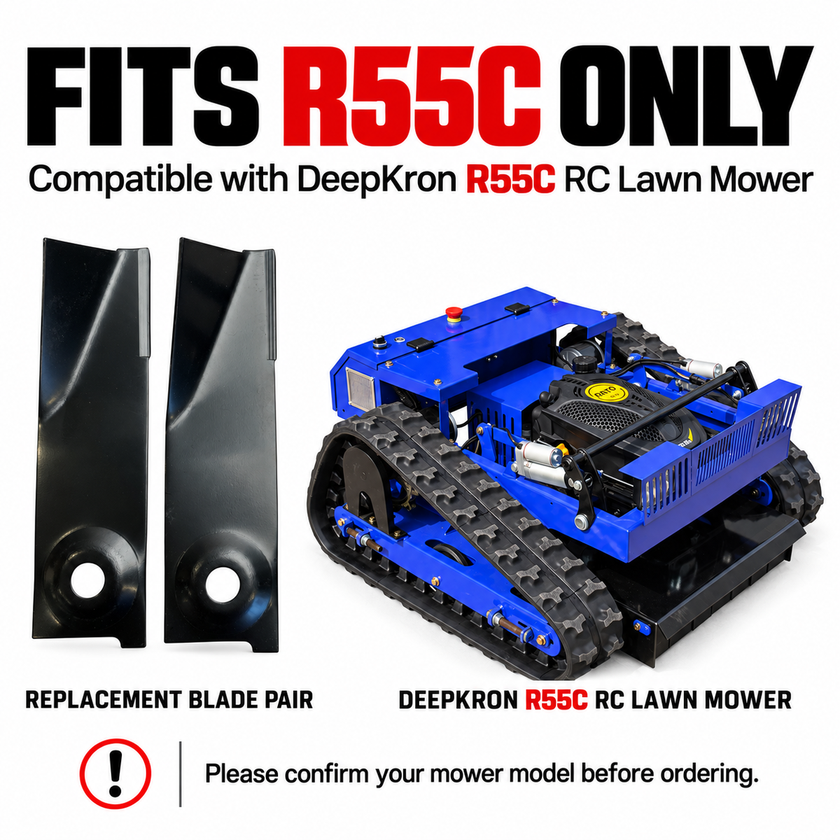DeepKron High Lift Mowing Blade 2pcs for R55C RC Lawn Mower