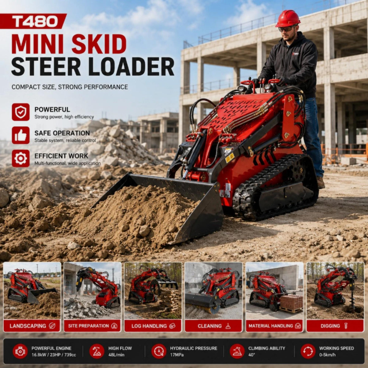 DK480 Hydraulic Mini Skid Steer Loader