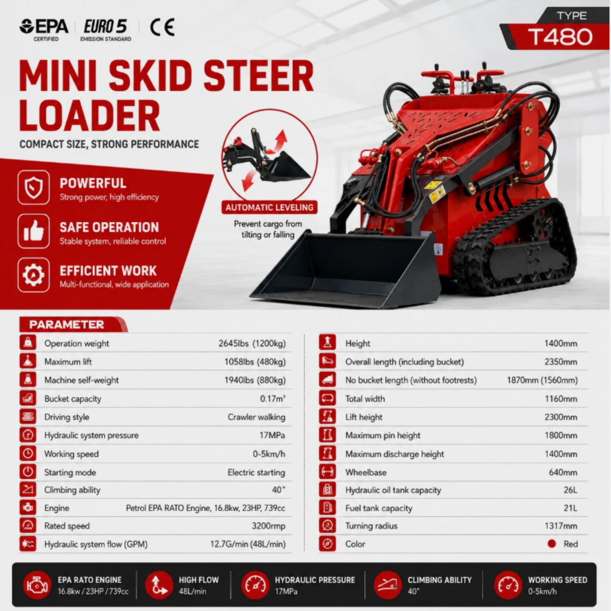 DK480 Hydraulic Mini Skid Steer Loader